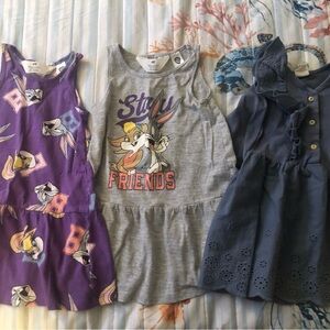 Kids Cartoon Character Dresses - Purple, Gray, and Blue